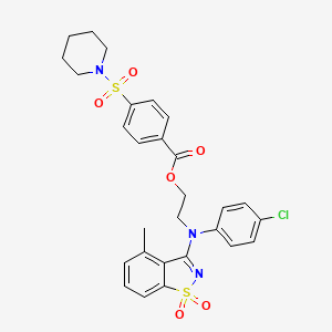 molecular formula C28H28ClN3O6S2 B12487527 2-[(4-Chlorophenyl)(4-methyl-1,1-dioxido-1,2-benzothiazol-3-yl)amino]ethyl 4-(piperidin-1-ylsulfonyl)benzoate 