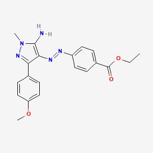 molecular formula C20H21N5O3 B12487569 Ethyl 4-{2-[5-amino-3-(4-methoxyphenyl)-1-methylpyrazol-4-yl]diazen-1-yl}benzoate 