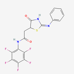 2-[(2E)-4-oxo-2-(phenylimino)-1,3-thiazolidin-5-yl]-N-(pentafluorophenyl)acetamide