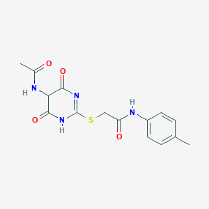 2-{[5-(acetylamino)-4,6-dioxo-1,4,5,6-tetrahydropyrimidin-2-yl]sulfanyl}-N-(4-methylphenyl)acetamide