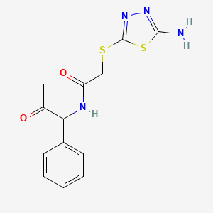 2-[(5-amino-1,3,4-thiadiazol-2-yl)sulfanyl]-N-(2-oxo-1-phenylpropyl)acetamide