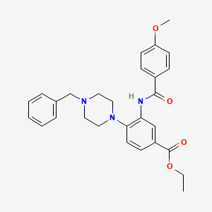 molecular formula C28H31N3O4 B12487627 Ethyl 4-(4-benzylpiperazin-1-yl)-3-{[(4-methoxyphenyl)carbonyl]amino}benzoate 