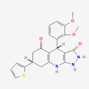 molecular formula C22H21N3O4S B12487670 (4R,7S)-4-(2,3-dimethoxyphenyl)-3-hydroxy-7-(thiophen-2-yl)-1,4,6,7,8,9-hexahydro-5H-pyrazolo[3,4-b]quinolin-5-one 