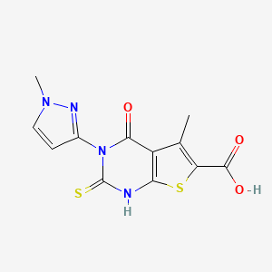 5-methyl-3-(1-methyl-1H-pyrazol-3-yl)-4-oxo-2-sulfanyl-3,4-dihydrothieno[2,3-d]pyrimidine-6-carboxylic acid