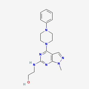 molecular formula C18H23N7O B12487700 2-{[1-methyl-4-(4-phenylpiperazin-1-yl)-1H-pyrazolo[3,4-d]pyrimidin-6-yl]amino}ethanol 