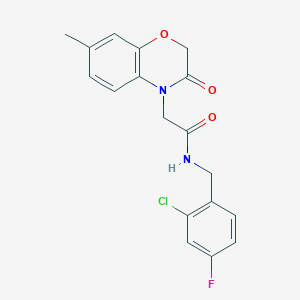 molecular formula C18H16ClFN2O3 B12487703 N-(2-chloro-4-fluorobenzyl)-2-(7-methyl-3-oxo-2,3-dihydro-4H-1,4-benzoxazin-4-yl)acetamide 