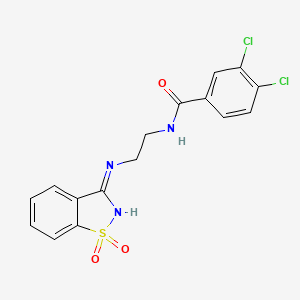 3,4-dichloro-N-{2-[(1,1-dioxido-1,2-benzothiazol-3-yl)amino]ethyl}benzamide