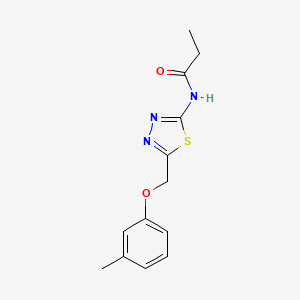 molecular formula C13H15N3O2S B12487796 N-{5-[(3-methylphenoxy)methyl]-1,3,4-thiadiazol-2-yl}propanamide 