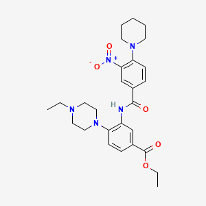 molecular formula C27H35N5O5 B12487842 Ethyl 4-(4-ethylpiperazin-1-yl)-3-({[3-nitro-4-(piperidin-1-yl)phenyl]carbonyl}amino)benzoate 