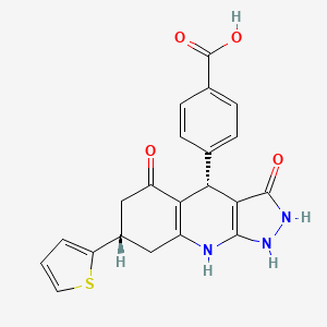 molecular formula C21H17N3O4S B12487844 4-[(4R,7S)-3-hydroxy-5-oxo-7-(thiophen-2-yl)-4,5,6,7,8,9-hexahydro-1H-pyrazolo[3,4-b]quinolin-4-yl]benzoic acid 