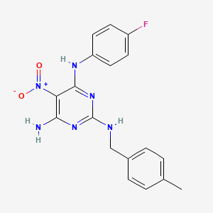 N4-(4-fluorophenyl)-N2-[(4-methylphenyl)methyl]-5-nitropyrimidine-2,4,6-triamine