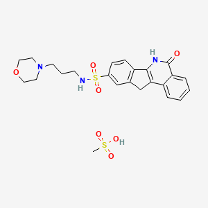 molecular formula C24H29N3O7S2 B1248787 (9-(N-(3-Morpholinopropyl)-sulfonyl)-5,6-dihydro-5-oxo-11-H-indeno (1,2-C) isoquinoline methanesulfonic acid CAS No. 501364-91-6