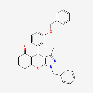 molecular formula C31H28N2O3 B12487983 1-benzyl-4-[3-(benzyloxy)phenyl]-3-methyl-4,6,7,8-tetrahydrochromeno[2,3-c]pyrazol-5(1H)-one 