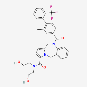 molecular formula C32H30F3N3O4 B1248799 10-[(2-Methyl-2'-trifluoromethyl-[1,1'-biphenyl]-4-yl)carbonyl]-10,11-dihydro-5H-pyrrolo[2,1-c][1,4]benzodiazepine-3-carboxylic acid bis-(2-hydroxy-ethyl)-amide 