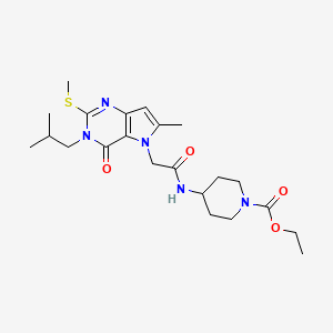 molecular formula C22H33N5O4S B12487993 ethyl 4-({[6-methyl-3-(2-methylpropyl)-2-(methylsulfanyl)-4-oxo-3,4-dihydro-5H-pyrrolo[3,2-d]pyrimidin-5-yl]acetyl}amino)piperidine-1-carboxylate 