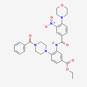 molecular formula C31H33N5O7 B12487999 Ethyl 3-({[4-(morpholin-4-yl)-3-nitrophenyl]carbonyl}amino)-4-[4-(phenylcarbonyl)piperazin-1-yl]benzoate 