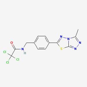 molecular formula C13H10Cl3N5OS B12488020 2,2,2-trichloro-N-[4-(3-methyl[1,2,4]triazolo[3,4-b][1,3,4]thiadiazol-6-yl)benzyl]acetamide 