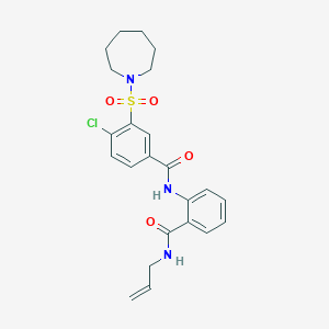 3-(azepan-1-ylsulfonyl)-4-chloro-N-[2-(prop-2-en-1-ylcarbamoyl)phenyl]benzamide