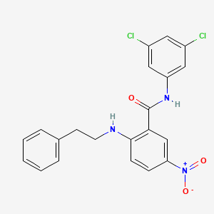 molecular formula C21H17Cl2N3O3 B12488043 N-(3,5-dichlorophenyl)-5-nitro-2-[(2-phenylethyl)amino]benzamide 