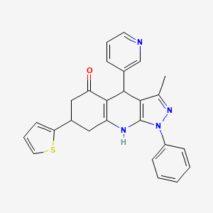 3-methyl-1-phenyl-4-(pyridin-3-yl)-7-(thiophen-2-yl)-1,4,6,7,8,9-hexahydro-5H-pyrazolo[3,4-b]quinolin-5-one