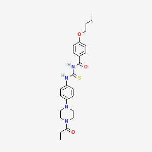 4-butoxy-N-{[4-(4-propanoylpiperazin-1-yl)phenyl]carbamothioyl}benzamide