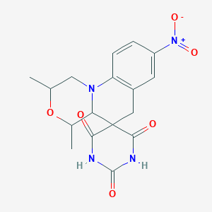 molecular formula C17H18N4O6 B1248808 2',4'-dimethyl-8'-nitrospiro[1,3-diazinane-5,5'-2,4,4a,6-tetrahydro-1H-[1,4]oxazino[4,3-a]quinoline]-2,4,6-trione 