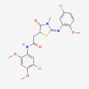 N-(5-chloro-2,4-dimethoxyphenyl)-2-{(2Z)-2-[(5-chloro-2-methoxyphenyl)imino]-3-methyl-4-oxo-1,3-thiazolidin-5-yl}acetamide