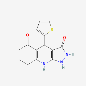 molecular formula C14H13N3O2S B12488150 3-hydroxy-4-(thiophen-2-yl)-1,4,6,7,8,9-hexahydro-5H-pyrazolo[3,4-b]quinolin-5-one 