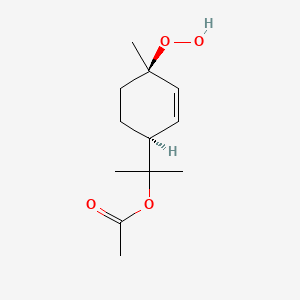 molecular formula C12H20O4 B1248821 (1R,4S)-1-hydroperoxy-p-menth-2-en-8-ol acetate 