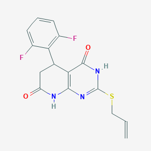 molecular formula C16H13F2N3O2S B12488243 5-(2,6-difluorophenyl)-4-hydroxy-2-(prop-2-en-1-ylsulfanyl)-5,8-dihydropyrido[2,3-d]pyrimidin-7(6H)-one 