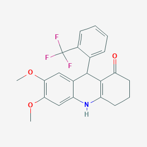 molecular formula C22H20F3NO3 B12488286 6,7-dimethoxy-9-[2-(trifluoromethyl)phenyl]-3,4,9,10-tetrahydroacridin-1(2H)-one 