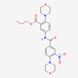 molecular formula C25H30N4O7 B12488303 Propyl 2-(morpholin-4-yl)-5-({[4-(morpholin-4-yl)-3-nitrophenyl]carbonyl}amino)benzoate 