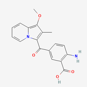 molecular formula C18H16N2O4 B1248834 2-Amino-5-[(1-Methoxy-2-Methylindolizin-3-Yl)carbonyl]benzoic Acid CAS No. 848463-13-8