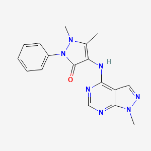 molecular formula C17H17N7O B12488368 1,5-dimethyl-4-[(1-methyl-1H-pyrazolo[3,4-d]pyrimidin-4-yl)amino]-2-phenyl-1,2-dihydro-3H-pyrazol-3-one 