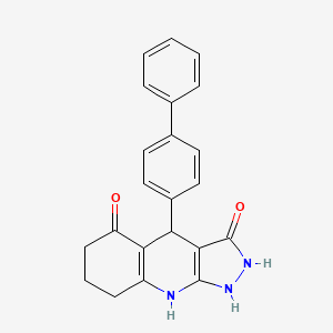 molecular formula C22H19N3O2 B12488389 4-(biphenyl-4-yl)-3-hydroxy-1,4,6,7,8,9-hexahydro-5H-pyrazolo[3,4-b]quinolin-5-one 