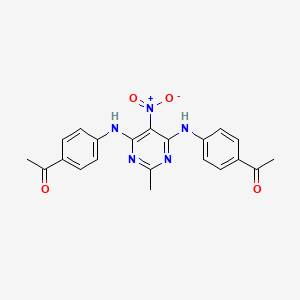 1,1'-[(2-Methyl-5-nitropyrimidine-4,6-diyl)bis(iminobenzene-4,1-diyl)]diethanone