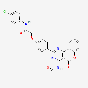 molecular formula C27H19ClN4O5 B12488449 2-{4-[4-(acetylamino)-5-oxo-5H-chromeno[4,3-d]pyrimidin-2-yl]phenoxy}-N-(4-chlorophenyl)acetamide 