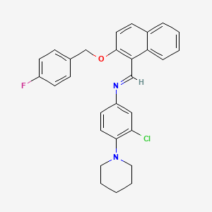 molecular formula C29H26ClFN2O B12488460 3-chloro-N-[(E)-{2-[(4-fluorobenzyl)oxy]naphthalen-1-yl}methylidene]-4-(piperidin-1-yl)aniline 