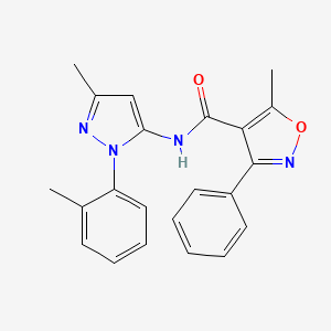 molecular formula C22H20N4O2 B12488488 5-methyl-N-[3-methyl-1-(2-methylphenyl)-1H-pyrazol-5-yl]-3-phenyl-1,2-oxazole-4-carboxamide 