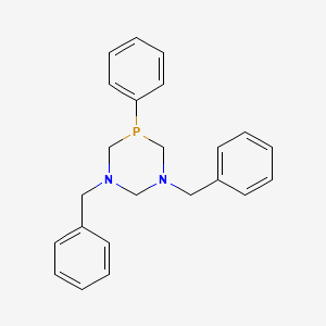 molecular formula C23H25N2P B12488525 1,3,5-Diazaphosphorine, hexahydro-1,3-bis(phenylmethyl)-5-phenyl- CAS No. 72897-06-4