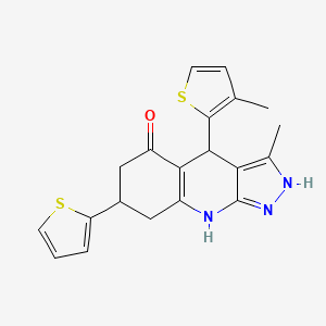 3-methyl-4-(3-methylthiophen-2-yl)-7-(thiophen-2-yl)-1,4,6,7,8,9-hexahydro-5H-pyrazolo[3,4-b]quinolin-5-one