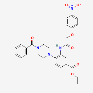 molecular formula C28H28N4O7 B12488583 Ethyl 3-{[(4-nitrophenoxy)acetyl]amino}-4-[4-(phenylcarbonyl)piperazin-1-yl]benzoate 