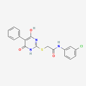 molecular formula C18H14ClN3O3S B12488600 N-(3-chlorophenyl)-2-[(4-hydroxy-6-oxo-5-phenyl-1,6-dihydropyrimidin-2-yl)sulfanyl]acetamide 