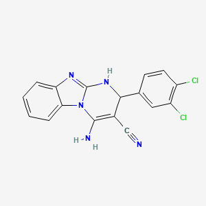 molecular formula C17H11Cl2N5 B12488690 4-Amino-2-(3,4-dichlorophenyl)-1,2-dihydropyrimido[1,2-a]benzimidazole-3-carbonitrile 