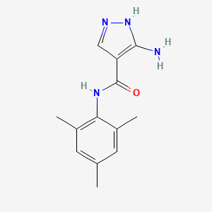 molecular formula C13H16N4O B12488740 5-amino-N-(2,4,6-trimethylphenyl)-1H-pyrazole-4-carboxamide 