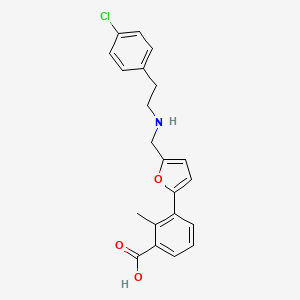 molecular formula C21H20ClNO3 B12488761 3-[5-({[2-(4-Chlorophenyl)ethyl]amino}methyl)furan-2-yl]-2-methylbenzoic acid 