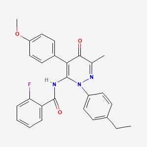 molecular formula C27H24FN3O3 B12488801 N-[2-(4-ethylphenyl)-4-(4-methoxyphenyl)-6-methyl-5-oxo-2,5-dihydropyridazin-3-yl]-2-fluorobenzamide 