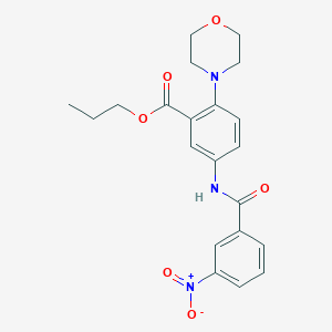 molecular formula C21H23N3O6 B12488840 Propyl 2-(morpholin-4-yl)-5-{[(3-nitrophenyl)carbonyl]amino}benzoate 