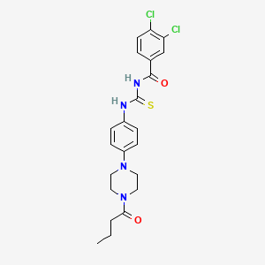 molecular formula C22H24Cl2N4O2S B12488848 N-{[4-(4-butanoylpiperazin-1-yl)phenyl]carbamothioyl}-3,4-dichlorobenzamide 