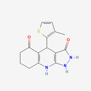 molecular formula C15H15N3O2S B12488926 3-hydroxy-4-(3-methylthiophen-2-yl)-1,4,6,7,8,9-hexahydro-5H-pyrazolo[3,4-b]quinolin-5-one 